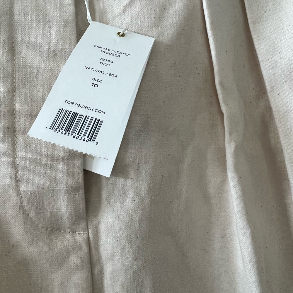 NWT Tory Burch Canvas pleated trouser size 10 - Picture 3 of 4